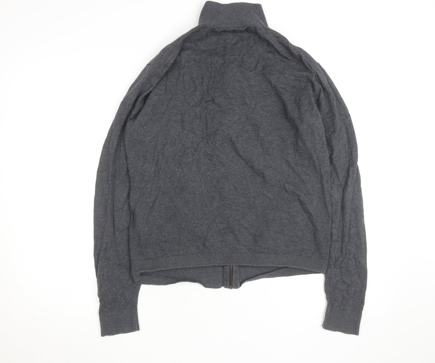 Jack & Jones Men’s Grey Full Zip High Neck Cotton Jumper Medium