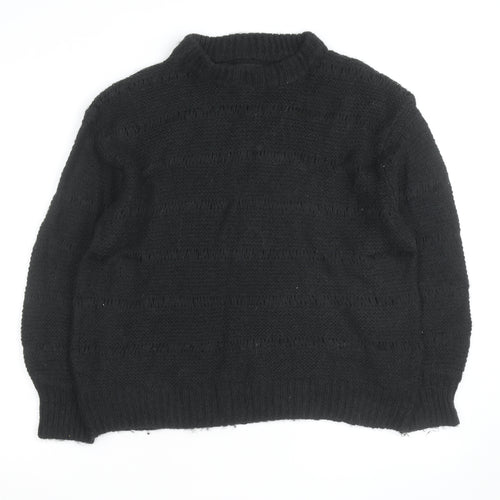 ASOS DESIGN Mens Black Chunky Knit Crew Neck Pullover Jumper Size M