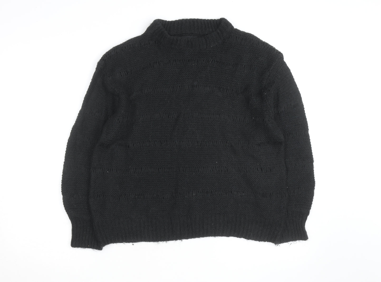 ASOS DESIGN Mens Black Chunky Knit Crew Neck Pullover Jumper Size M