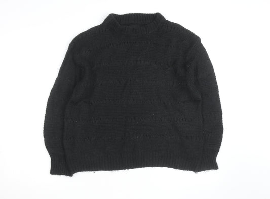 ASOS DESIGN Mens Black Chunky Knit Crew Neck Pullover Jumper Size M