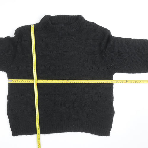 ASOS DESIGN Mens Black Chunky Knit Crew Neck Pullover Jumper Size M