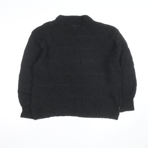 ASOS DESIGN Mens Black Chunky Knit Crew Neck Pullover Jumper Size M