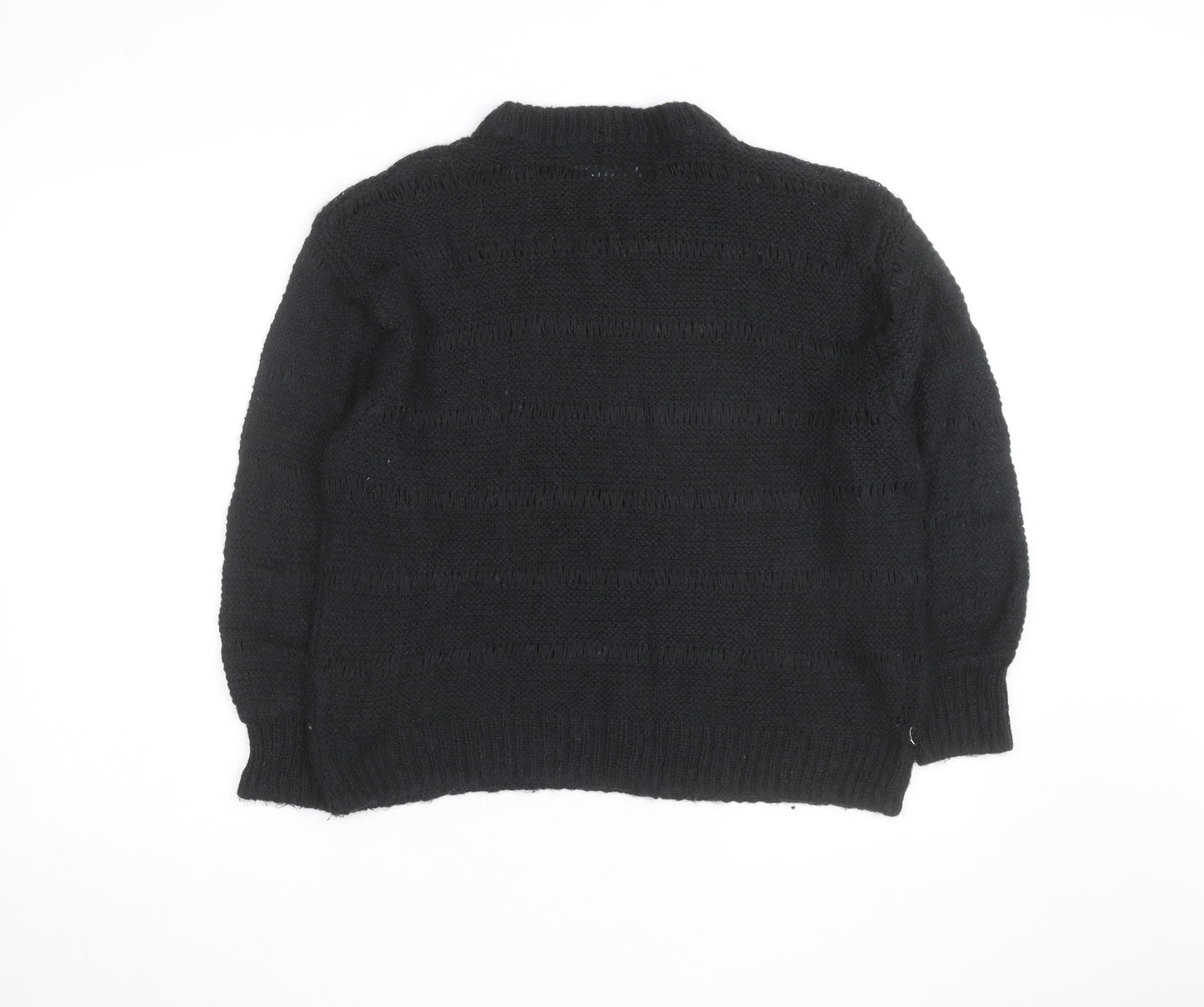 ASOS DESIGN Mens Black Chunky Knit Crew Neck Pullover Jumper Size M