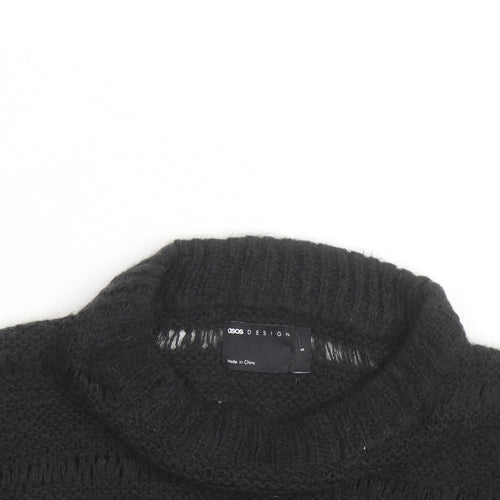 ASOS DESIGN Mens Black Chunky Knit Crew Neck Pullover Jumper Size M
