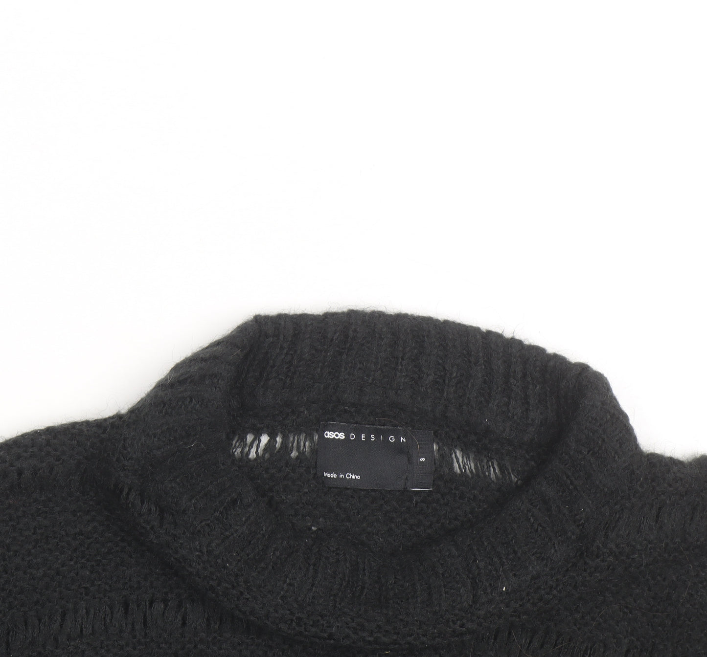 ASOS DESIGN Mens Black Chunky Knit Crew Neck Pullover Jumper Size M