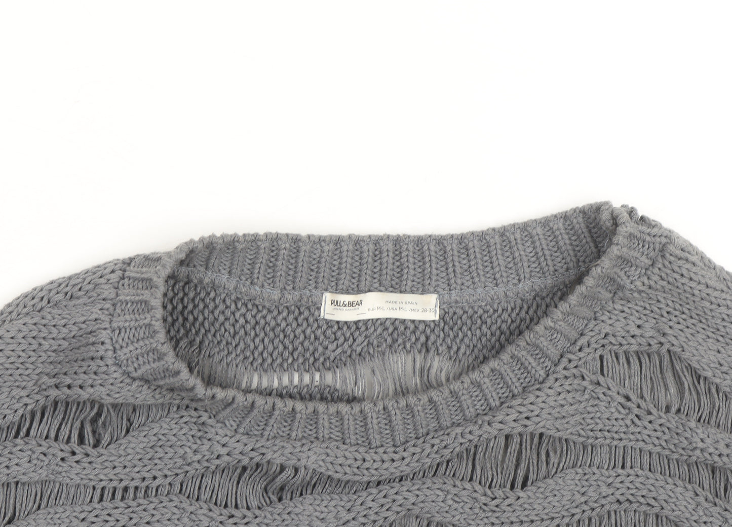 Pull & Bear Women Grey Open-Knit Cotton Shrug Jumper M