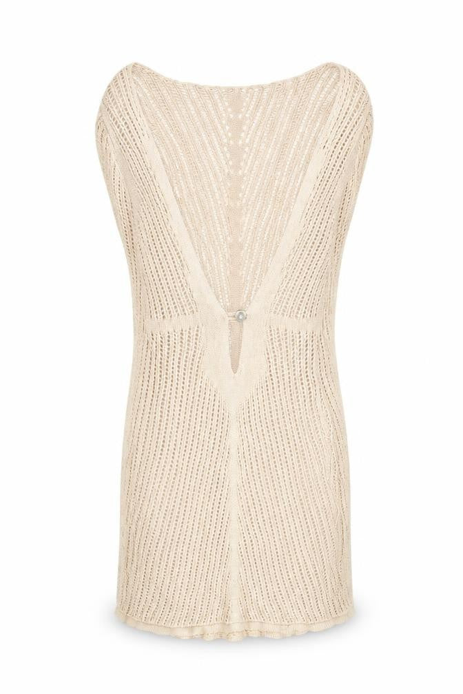 MIUSOL Women Beige Knit Bodycon Long Sleeve V-Neck Dress Size S