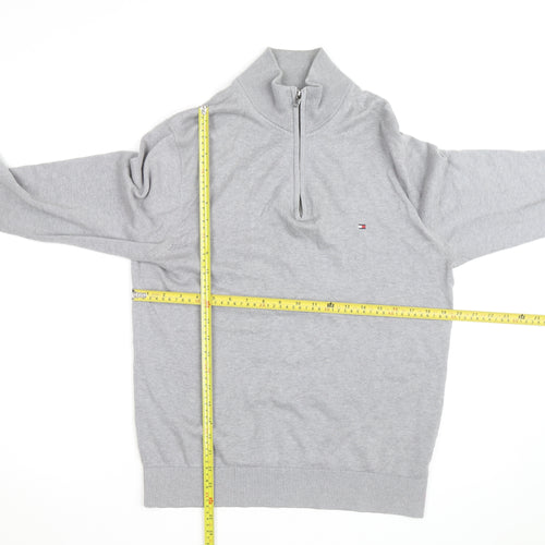 Tommy Hilfiger Men's Grey Cotton 1/2 Zip Jumper Size M
