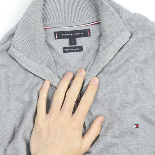 Tommy Hilfiger Men's Grey Cotton 1/2 Zip Jumper Size M