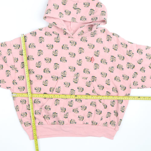 The Animals Observatory Pink Floral Pullover Hoodie Women Size 10