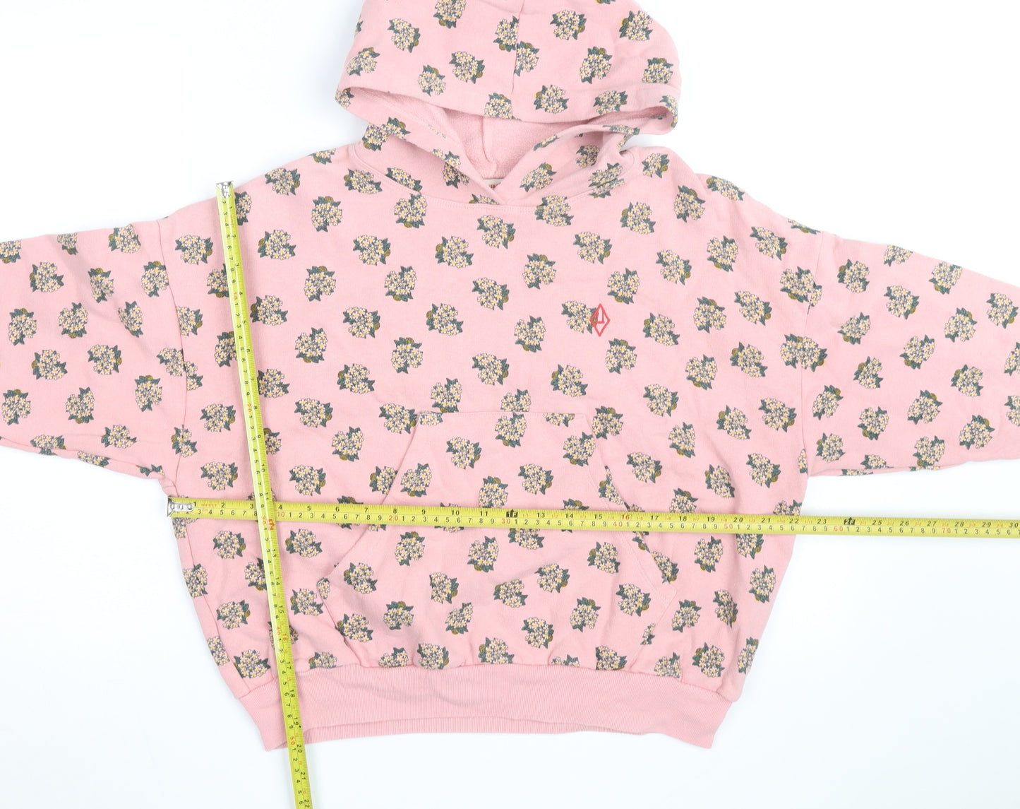 The Animals Observatory Pink Floral Pullover Hoodie Women Size 10