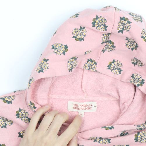 The Animals Observatory Pink Floral Pullover Hoodie Women Size 10