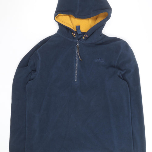 Weird Fish Men's Navy Fleece 1/2 Zip Hooded Pullover L
