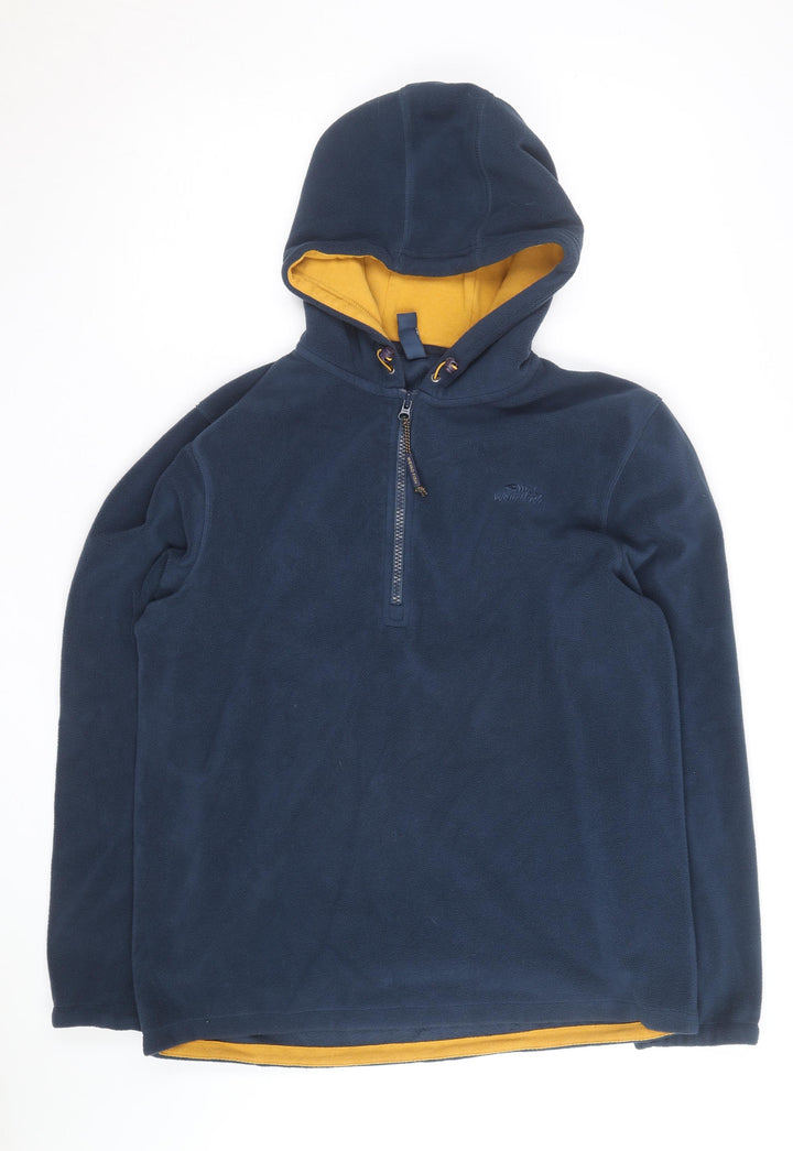 Weird Fish Men's Navy Fleece 1/2 Zip Hooded Pullover L
