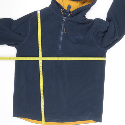 Weird Fish Men's Navy Fleece 1/2 Zip Hooded Pullover L