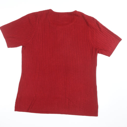 BHS Women’s Red Cable Knit Short Sleeve Pullover Jumper Size 18