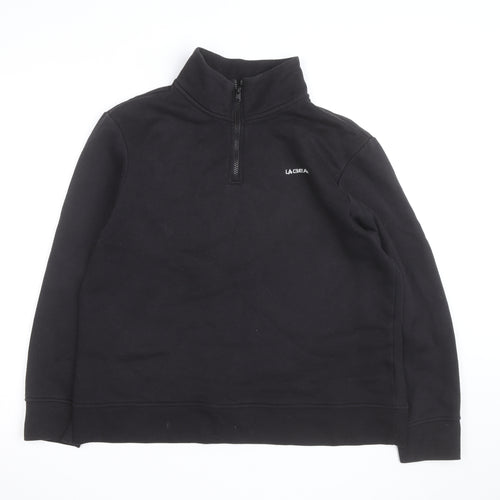 LA Gear Teen Black 1/4 Zip Fleece Sweatshirt UK 16 Regular Fit