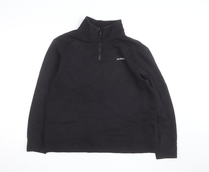 LA Gear Teen Black 1/4 Zip Fleece Sweatshirt UK 16 Regular Fit