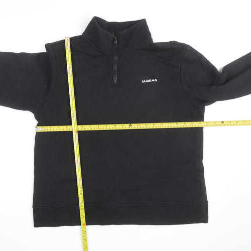 LA Gear Teen Black 1/4 Zip Fleece Sweatshirt UK 16 Regular Fit