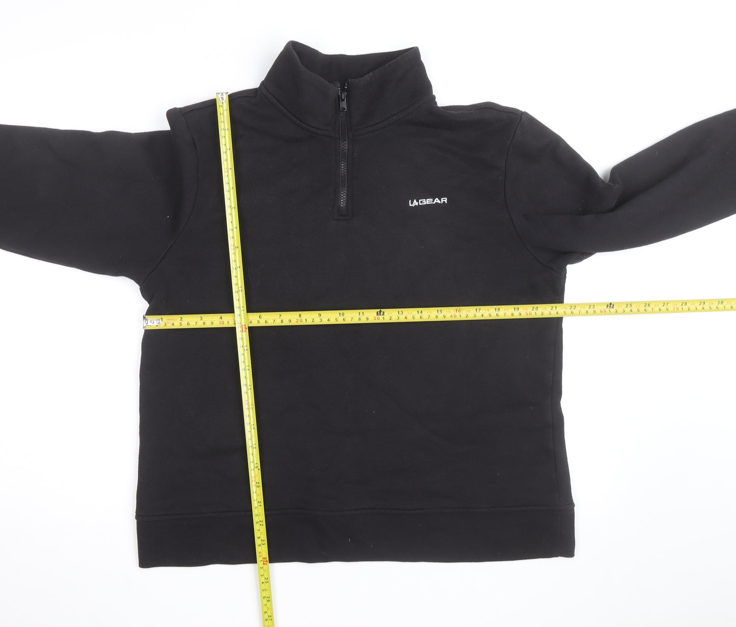 LA Gear Teen Black 1/4 Zip Fleece Sweatshirt UK 16 Regular Fit