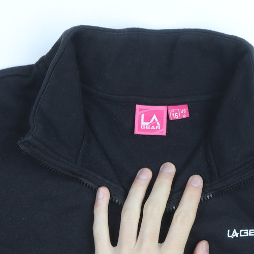 LA Gear Teen Black 1/4 Zip Fleece Sweatshirt UK 16 Regular Fit