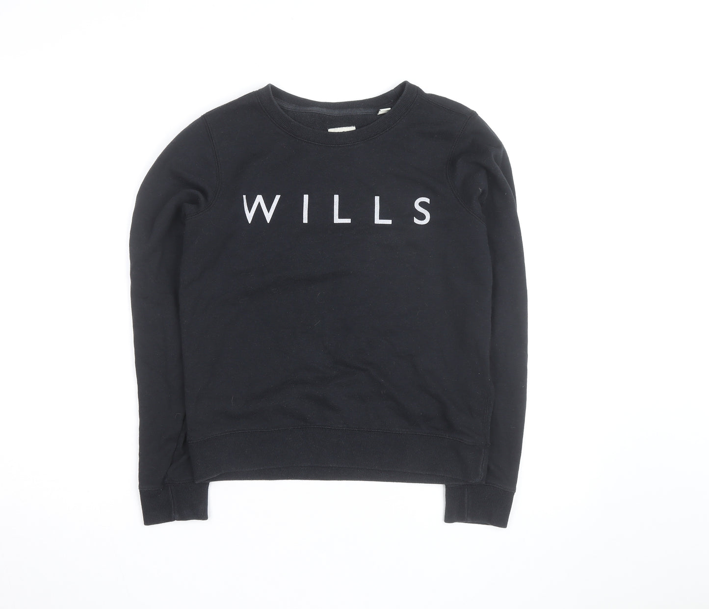 Jack Wills Womens Black Cotton Crew Neck Long Sleeve Sweatshirt Size 4