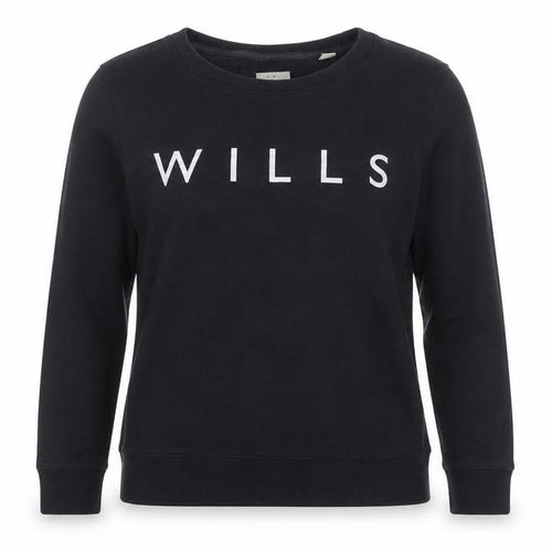 Jack Wills Womens Black Cotton Crew Neck Long Sleeve Sweatshirt Size 4