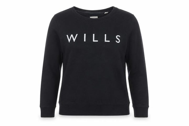 Jack Wills Womens Black Cotton Crew Neck Long Sleeve Sweatshirt Size 4