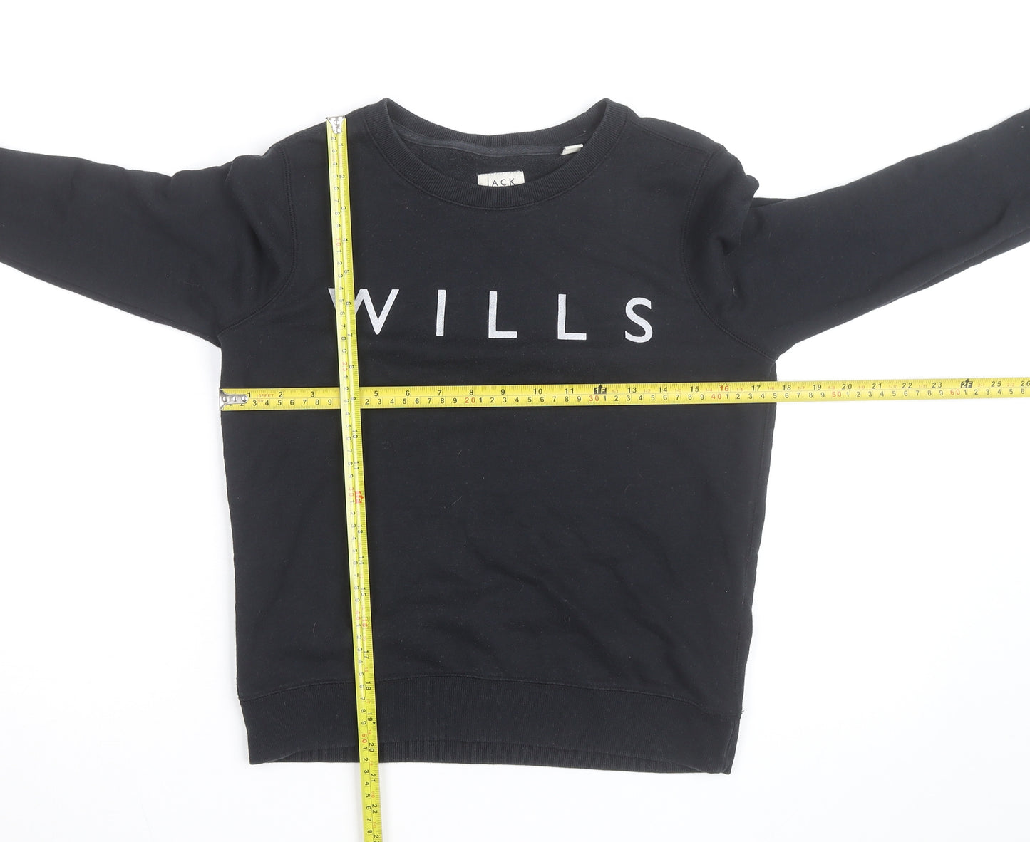 Jack Wills Womens Black Cotton Crew Neck Long Sleeve Sweatshirt Size 4