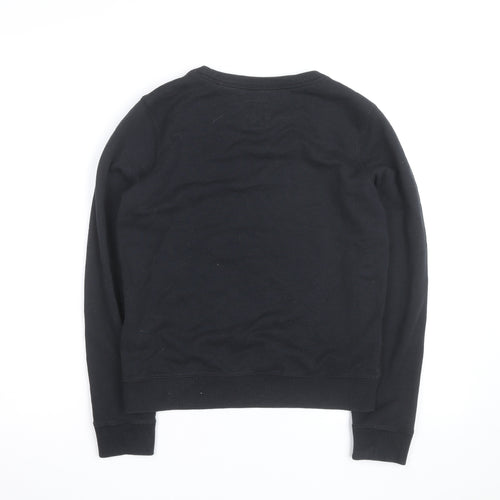 Jack Wills Womens Black Cotton Crew Neck Long Sleeve Sweatshirt Size 4