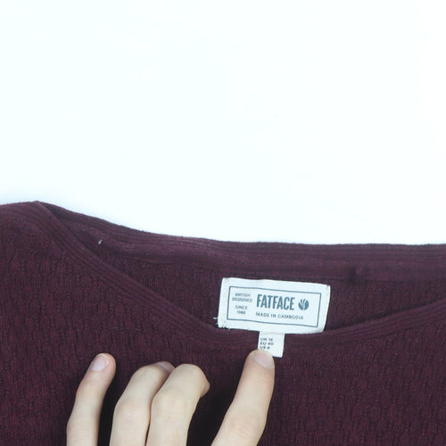 FatFace Womens Red Cotton Blend Crew Neck Jumper Size 12
