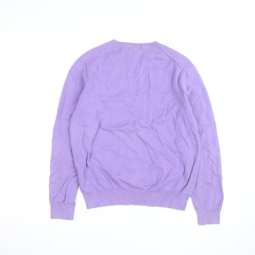 Polo Ralph Lauren Men's Purple Cotton V-Neck Jumper M