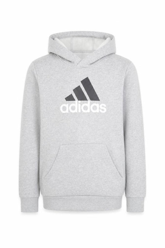 Adidas Boys Grey Pullover Hoodie Long Sleeve Casual Sweatshirt Size 11-12 Years
