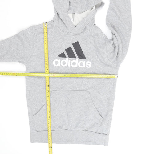 Adidas Boys Grey Pullover Hoodie Long Sleeve Casual Sweatshirt Size 11-12 Years