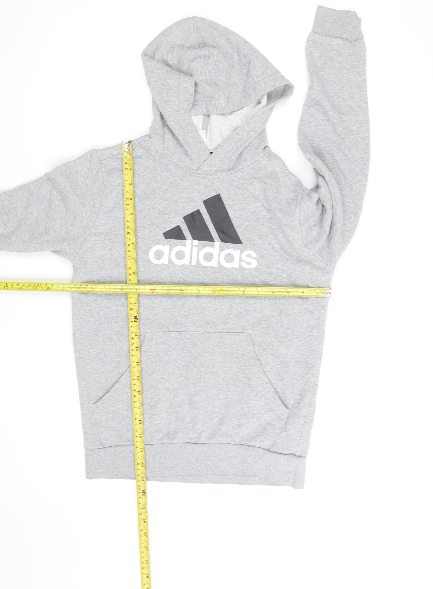 Adidas Boys Grey Pullover Hoodie Long Sleeve Casual Sweatshirt Size 11-12 Years