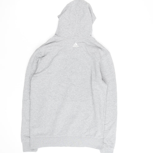 Adidas Boys Grey Pullover Hoodie Long Sleeve Casual Sweatshirt Size 11-12 Years
