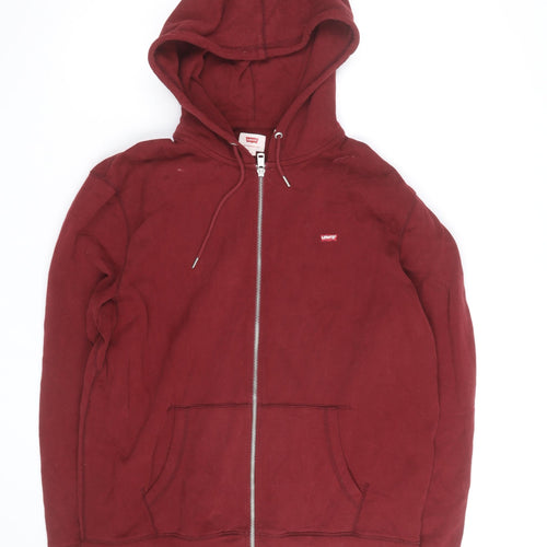 Levi's Men's Red Full Zip Hoodie Size L Cotton Fleece