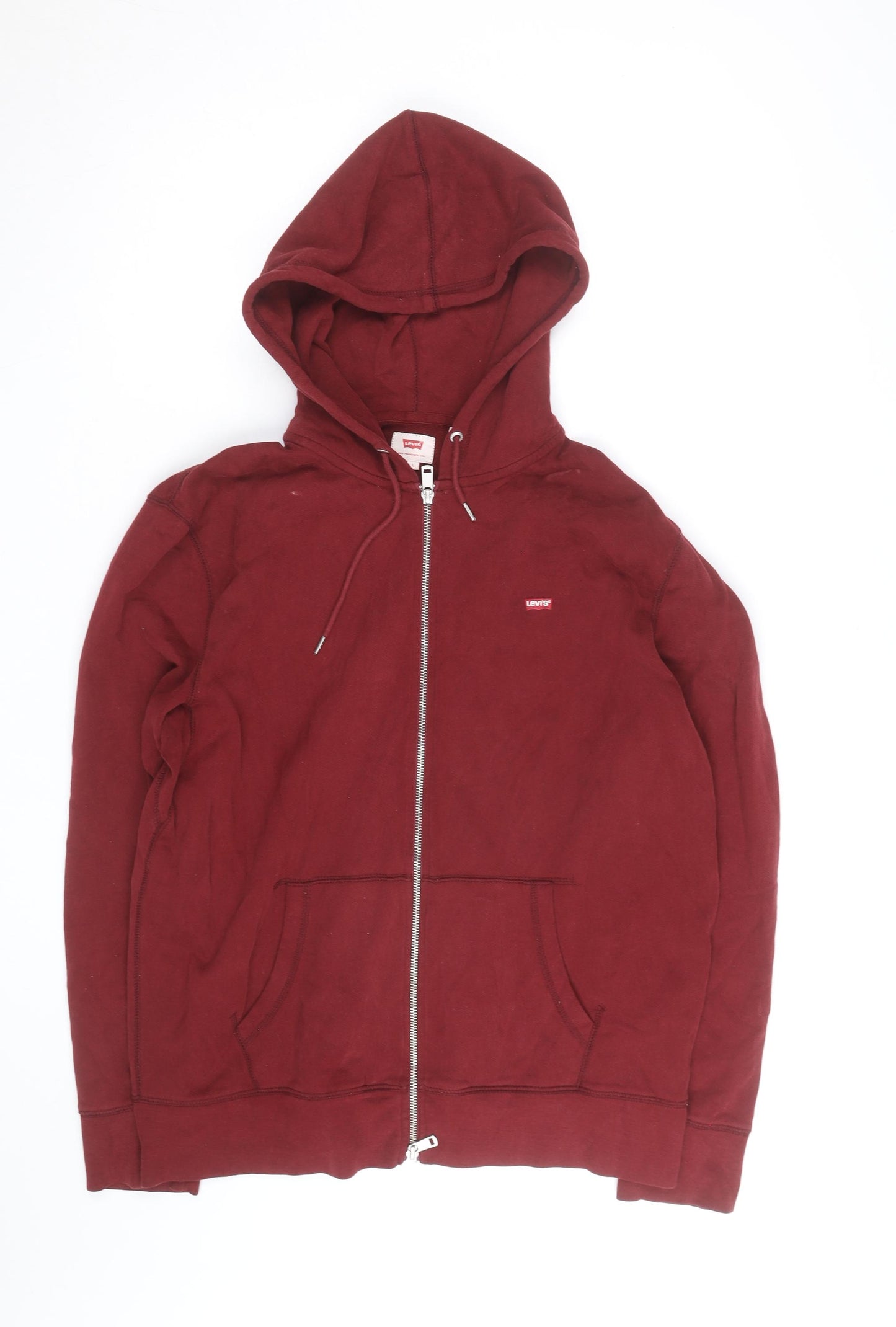 Levi's Men's Red Full Zip Hoodie Size L Cotton Fleece