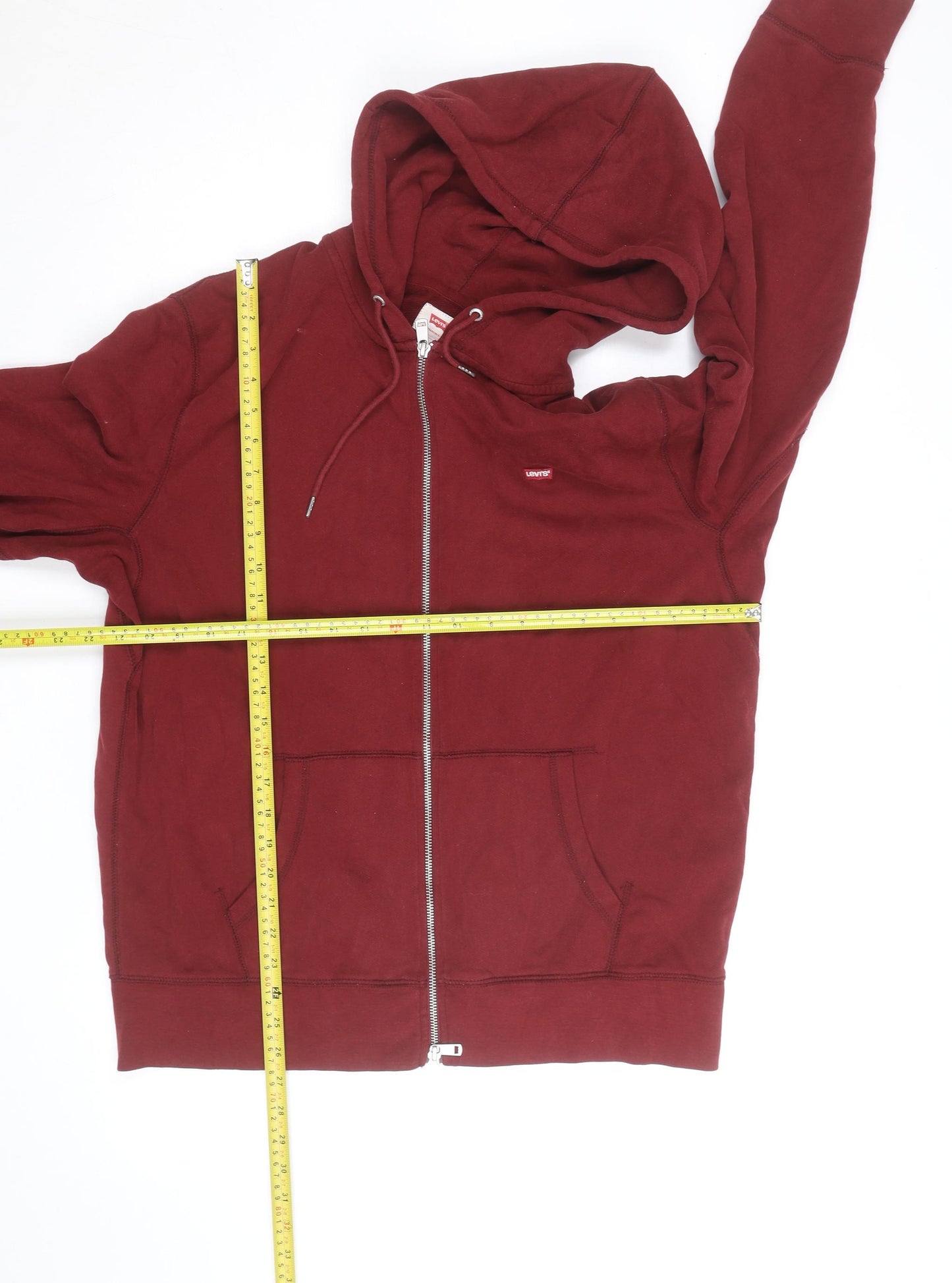 Levi's Men's Red Full Zip Hoodie Size L Cotton Fleece