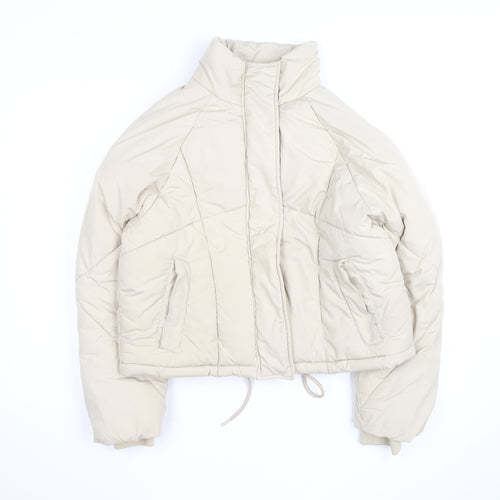 Topshop Women’s Beige Size 8 Puffer Jacket Winter Zip Quilted