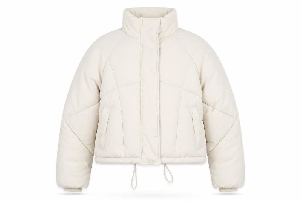 Topshop Women’s Beige Size 8 Puffer Jacket Winter Zip Quilted
