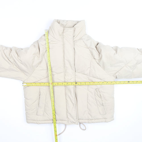 Topshop Women’s Beige Size 8 Puffer Jacket Winter Zip Quilted