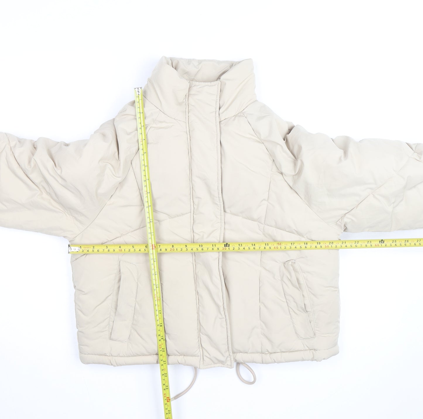 Topshop Women’s Beige Size 8 Puffer Jacket Winter Zip Quilted