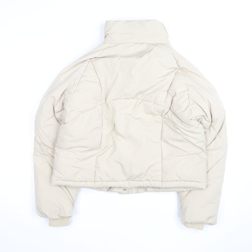 Topshop Women’s Beige Size 8 Puffer Jacket Winter Zip Quilted