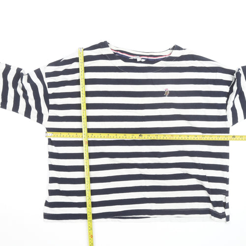 U.S. Polo Assn. Womens Blue White Striped 3/4 Sleeve Cotton T-Shirt Size 14
