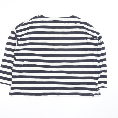 U.S. Polo Assn. Womens Blue White Striped 3/4 Sleeve Cotton T-Shirt Size 14