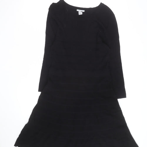 Esprit Women’s Black Knit Fit & Flare Dress Size M Long Sleeve