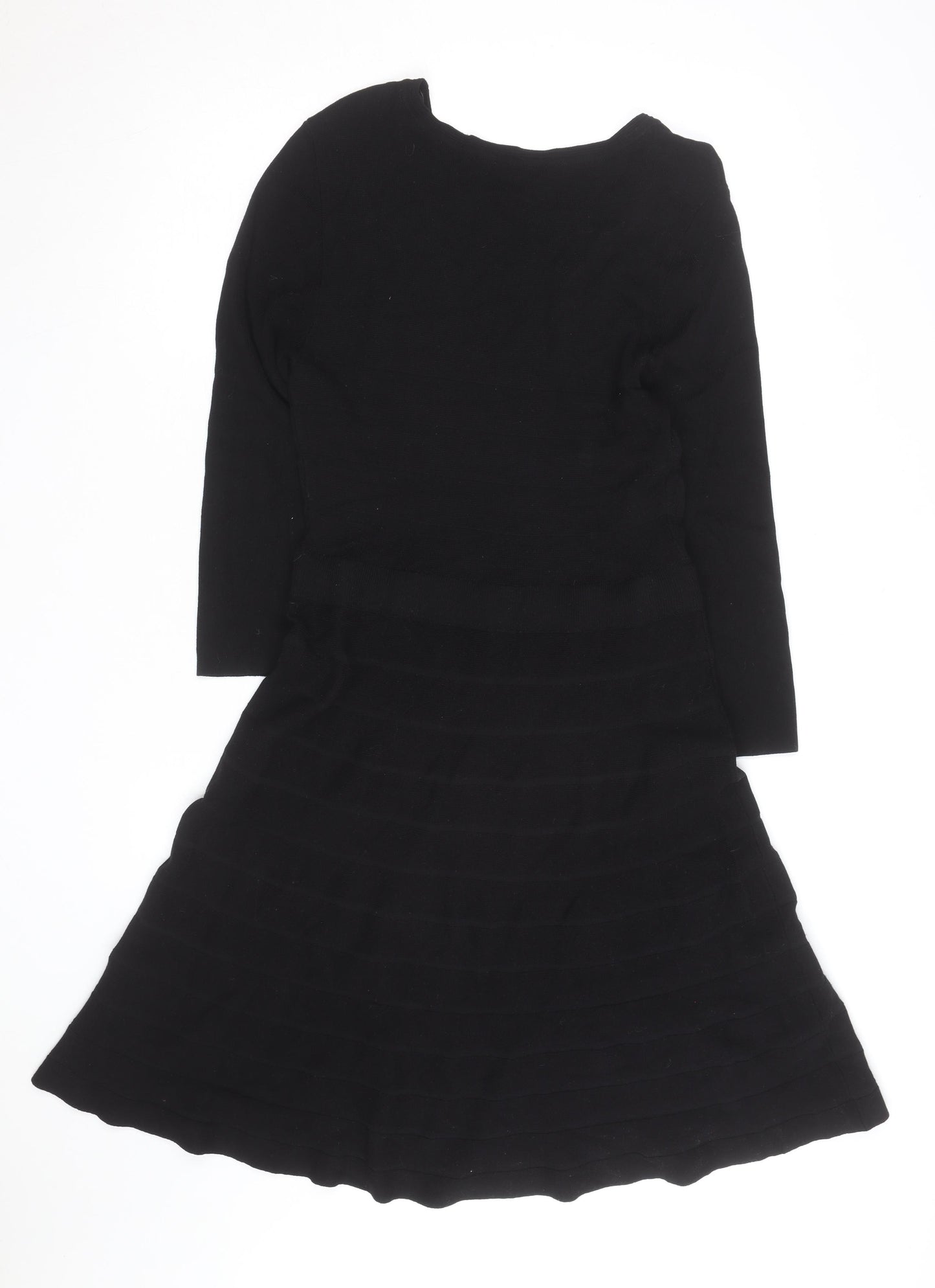 Esprit Women’s Black Knit Fit & Flare Dress Size M Long Sleeve