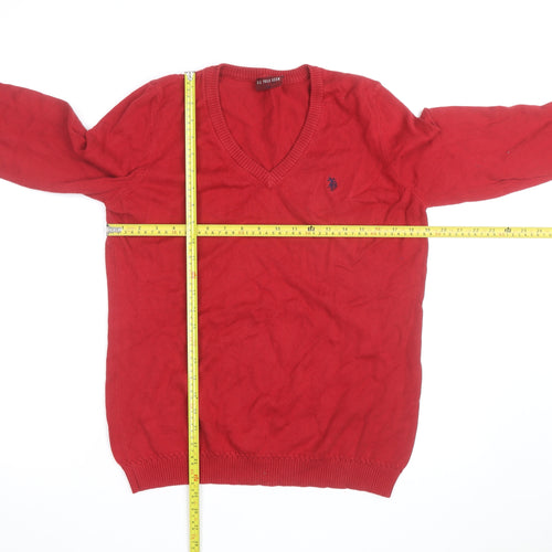 U.S. Polo Assn. Men's Red Cotton V-Neck Jumper 2XL