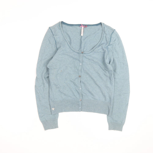 White Stuff Women’s Blue Knit Button Cardigan Size 10 Wool Blend